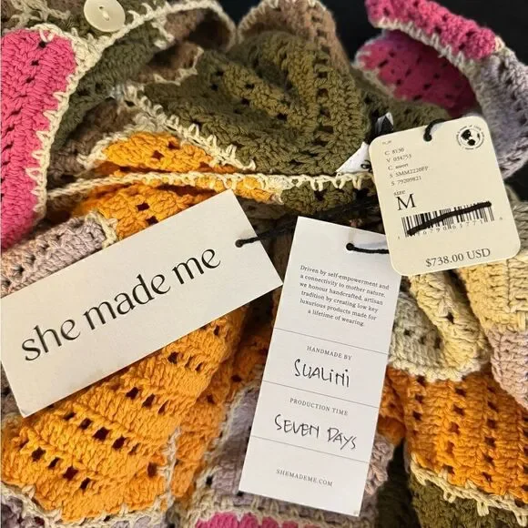 FREE PEOPLE BY SHE MADE ME NWT HAND MADE EDITH PANT SET MEDIUM - Picture 7 of 10